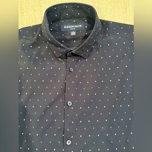 Mizzen+Main Leeward Shirt in Navy with Green and White Dots Classic No Tuck